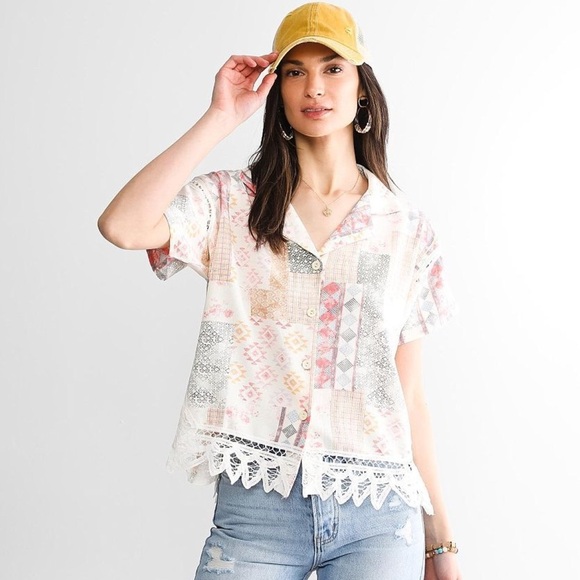 Buckle/Gimmicks Patchwork Blouse M - Picture 2 of 14